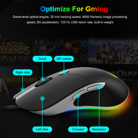 Przewodowa myszka led dla graczy 6400 DPI USB ergonomiczna mysz komputerowa Mause Gamer z kablem do komputera Laptop mysz optyczna RGB z podświetleniem 2
